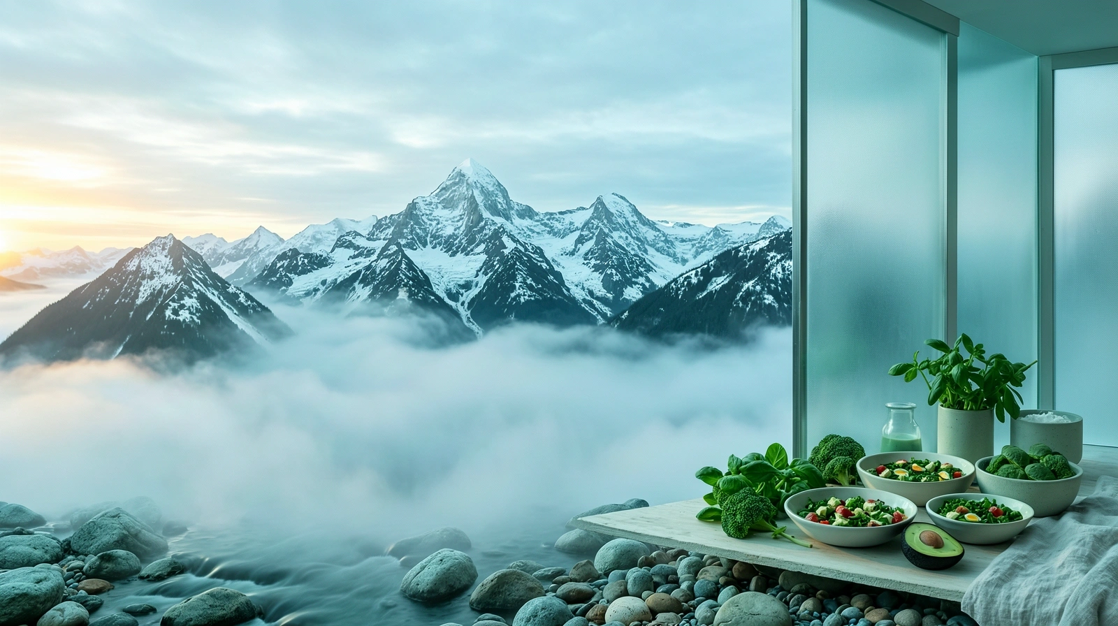 Alps in morning mist